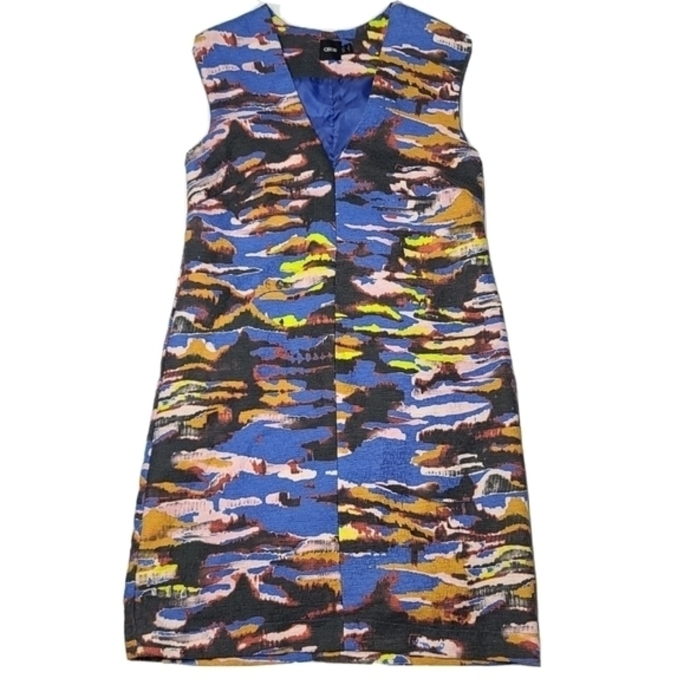 Asos‎ 0 Front Zip Sleeveless Patterned Mini Dress